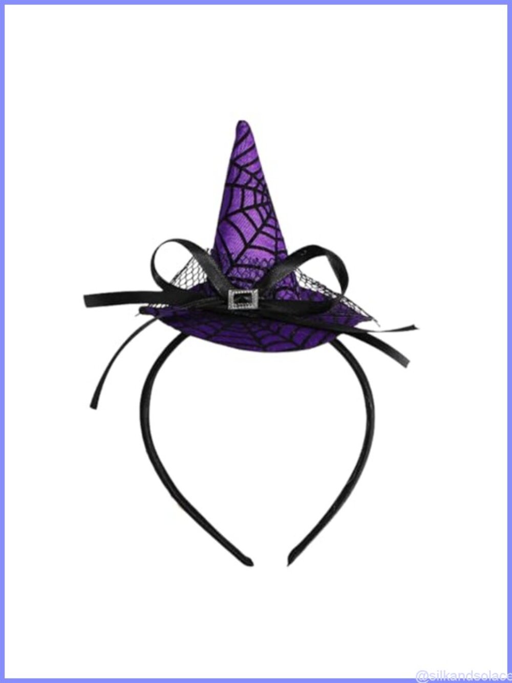 Witch Hat Halloween Headband Satin Glitter Costume Hair Accessory